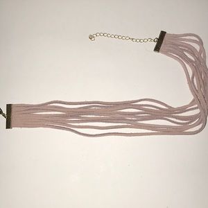 Unused pink leather and gold choker